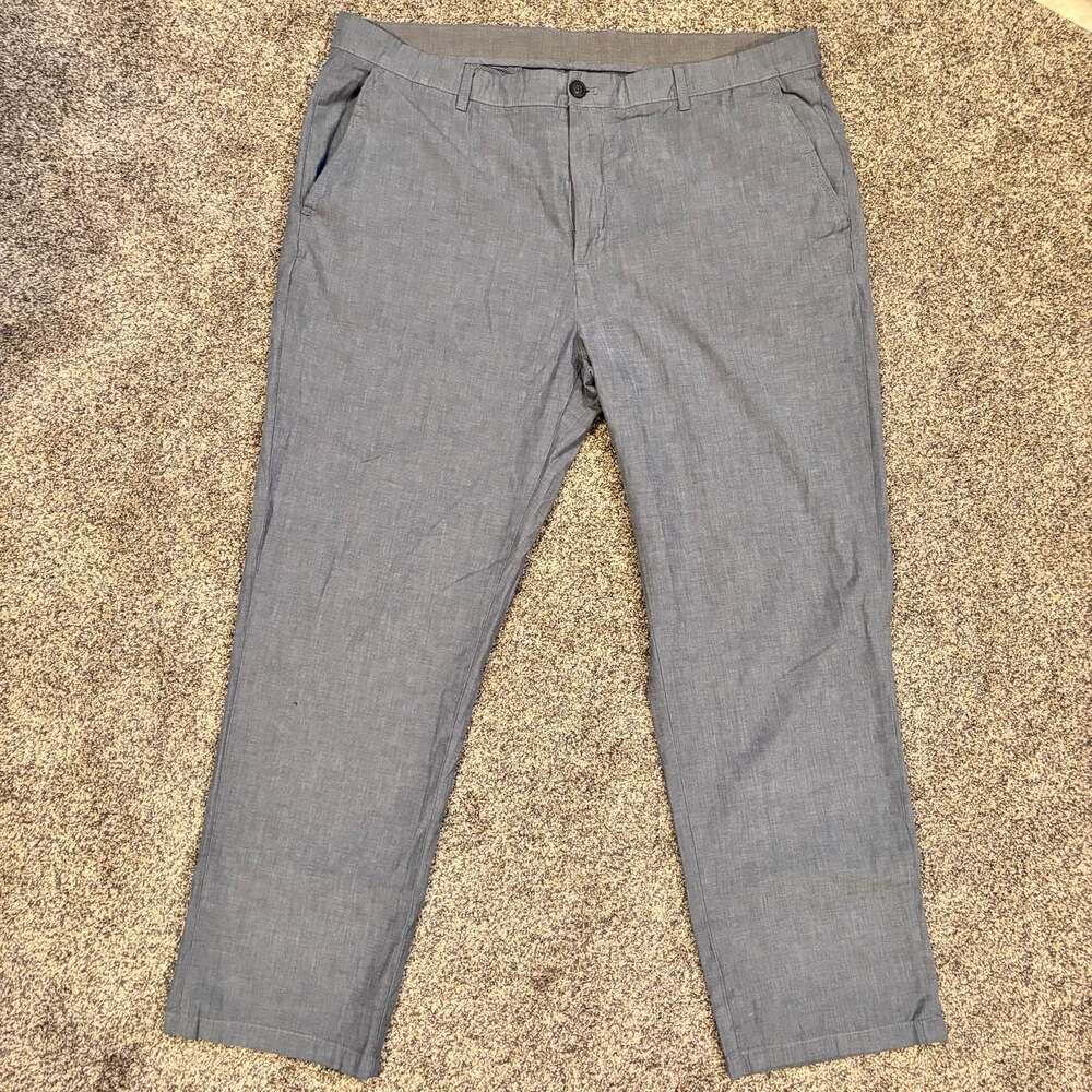 Calvin Klein Men's Blue Linen Straight Chino Pants 40